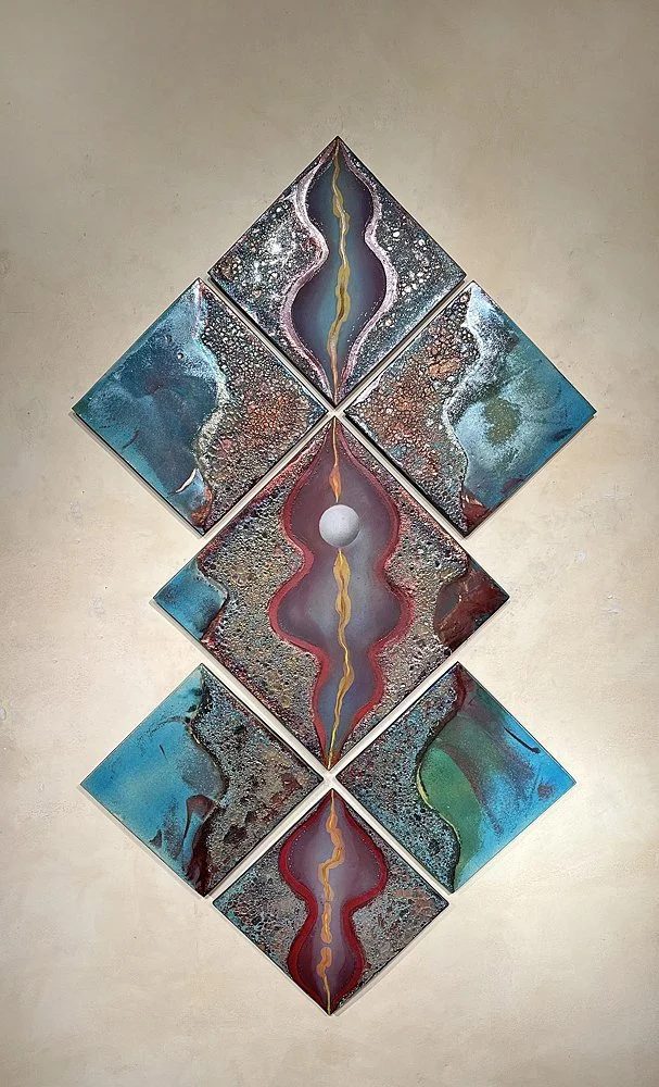 Electric Moon, a raku wall piece by Steven Forbes-deSoule