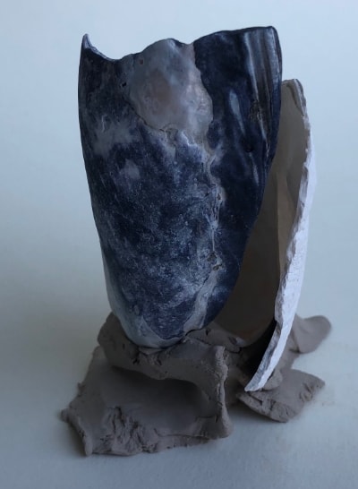 maquette with worn, blue mussel shell