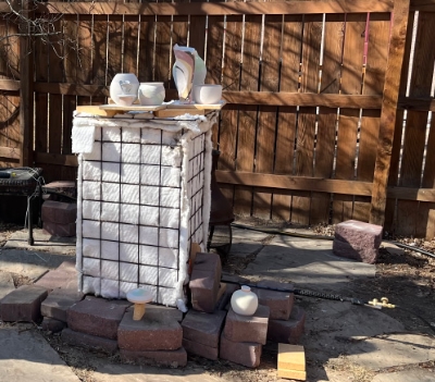 Mid fire with pots warming on top