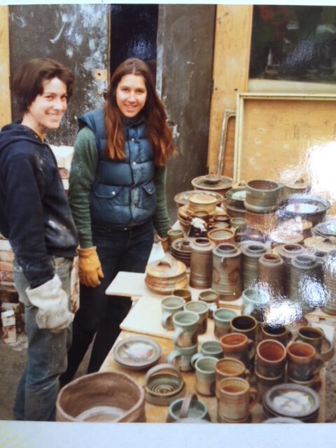 Ellen Nadeau and Robin unloading a salt kiln at Sun Valley